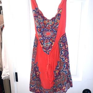 Pattern Coral Strapless Romper